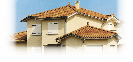 Объект из Керамическая черепица Edilians Omega 13 Vieilli Nuancé Sur Fond Rouge