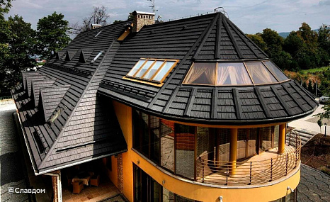 Объект из Композитная черепица AeroDek Композитная черепица рядовая AeroDek Robust цвет Черный бриллиант