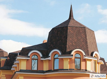 Объект из Гибкая черепица Tegola Nordland Альпин коричневая с отливом