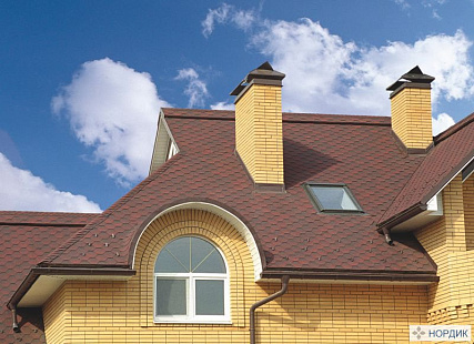 Объект из Гибкая черепица Tegola Nordland Нордик красная с отливом