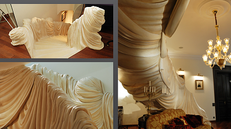 Объект из  Элементы лестниц  Лестница с перилами из арт-бетона